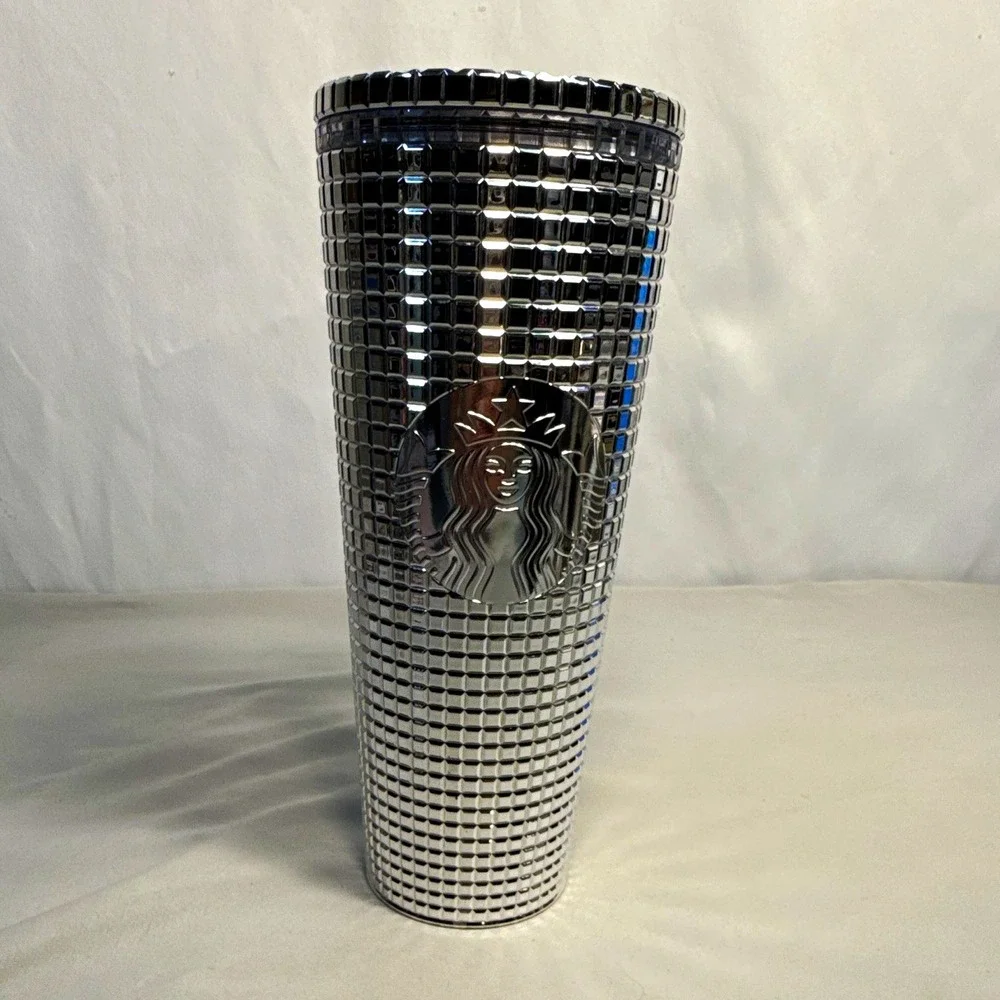 Starbucks Silver Studded Mirror Disco Ball Grid Tumbler w/ Lid - Coffee & Tea